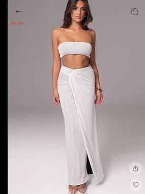JLUXLABEL White Strapless Twist Maxi Dress